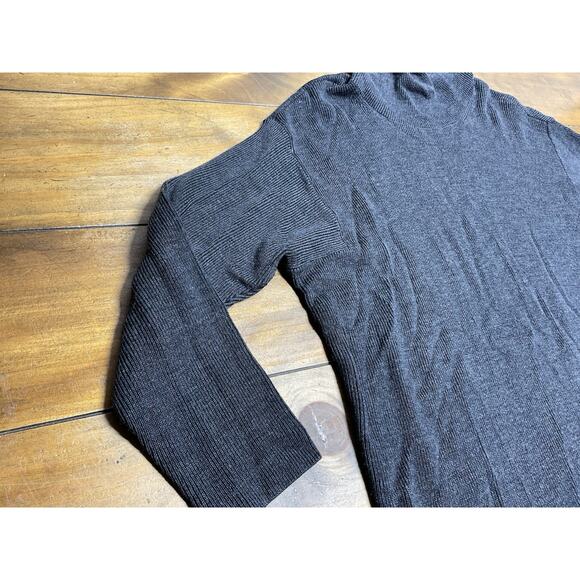 Eileen Fisher Charcoal Gray Mock Neck Extra Fine Merino Wool Tunic Sweater L - Picture 3 of 12